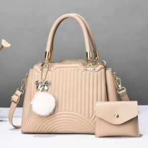 Luxury Premium New Fashion Fine Texture 2 in 1 Ladies Hand Bag - Khaki