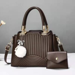 Luxury Premium New Fashion Fine Texture 2 in 1 Ladies Hand Bag - Coffee Brown