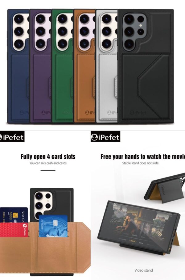 Luxury Premium PU Leather Magnetic card Slot Case Cover For Samsung Galaxy S24 Ultra - Image 11