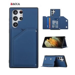 Luxury Premium PU Leather Magnetic card Slot Case Cover For Samsung Galaxy S23 Ultra - Blue