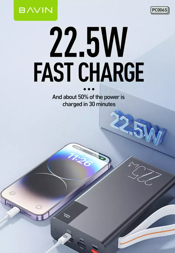 BAVIN PC006S 30000mAh 22.5W Super Fast Charging Powerbank - Image 14