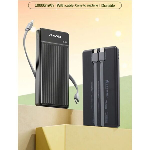 Luxury Premium Awei P88K 22.5W Portable Power Bank 10000mAh With 2 Charging Cable - Image 3