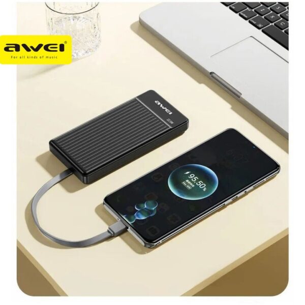 Luxury Premium Awei P88K 22.5W Portable Power Bank 10000mAh With 2 Charging Cable - Image 4