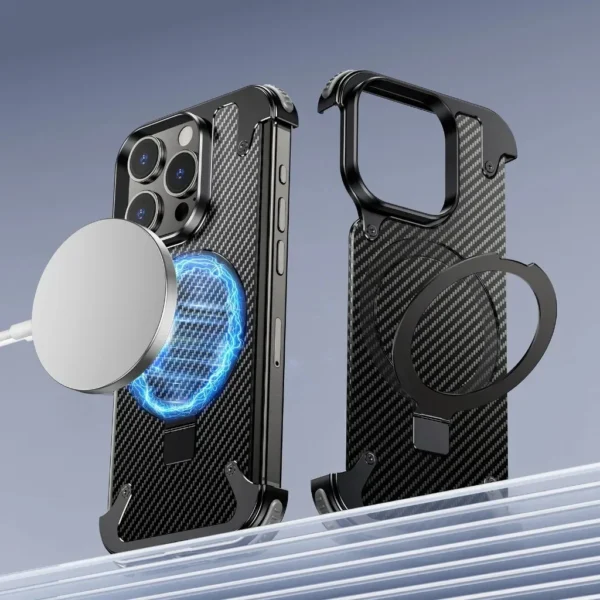 Luxury Premium Oatsbasf Magsafe Magnetic Anti-Collision Carbon Fibre Case Cover for iPhone 15 Pro (Copy) - Image 7
