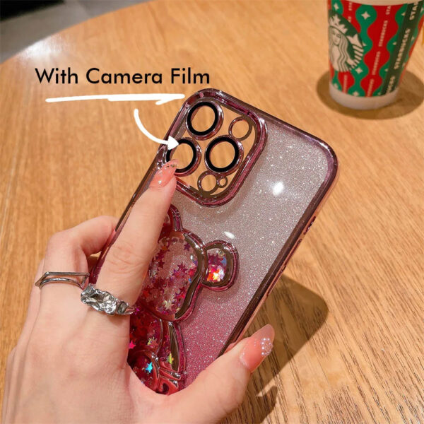 Luxury Premium Eletroplated Glitter Quicksand Cartoon Bear Case for iPhone Series - Image 18