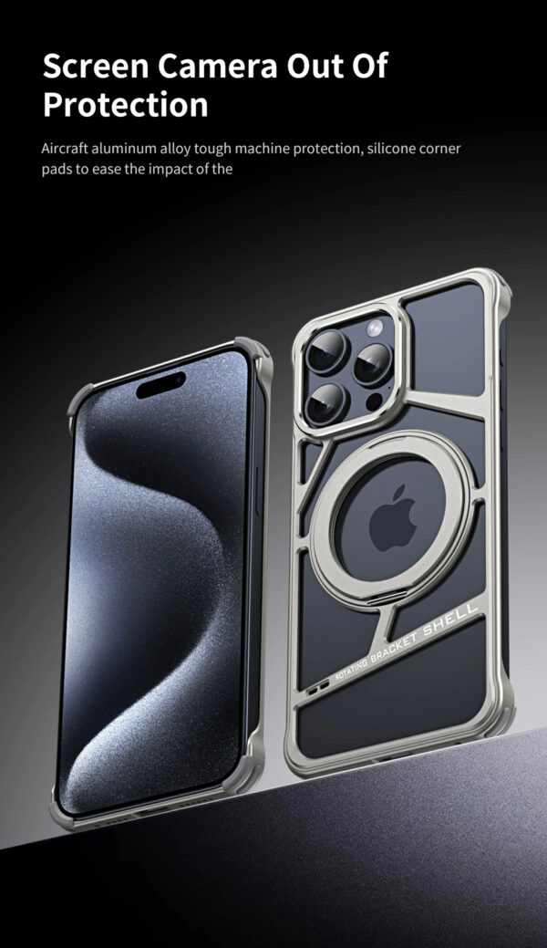 Luxury Premium 2024 New Magnetic Aluminum Alloy Swivel Stand Case Cover For iPhone Series - Image 9