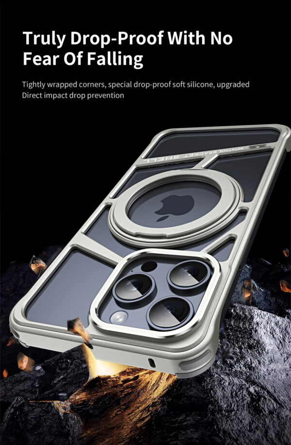 Luxury Premium 2024 New Magnetic Aluminum Alloy Swivel Stand Case Cover For iPhone Series - Image 8