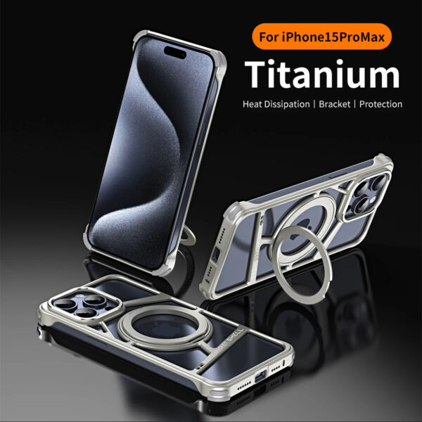 Luxury Premium 2024 New Magnetic Aluminum Alloy Swivel Stand Case Cover For iPhone Series - Image 6