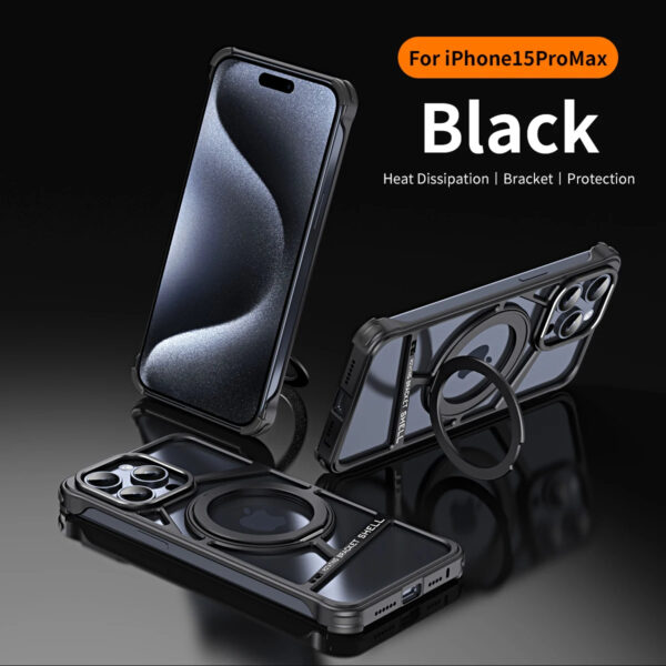 Luxury Premium 2024 New Magnetic Aluminum Alloy Swivel Stand Case Cover For iPhone Series - Image 3