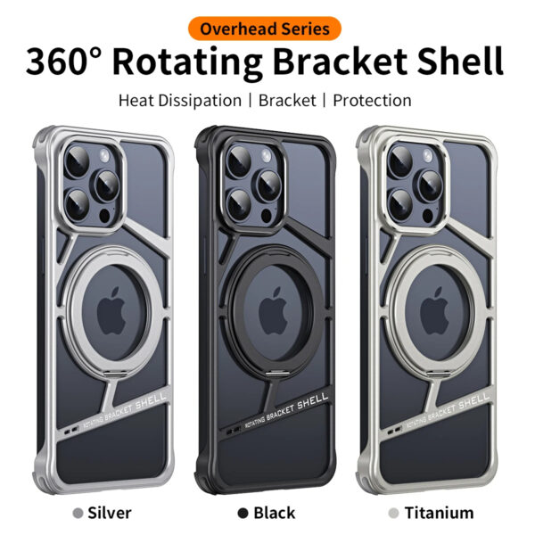 Luxury Premium 2024 New Magnetic Aluminum Alloy Swivel Stand Case Cover For iPhone Series