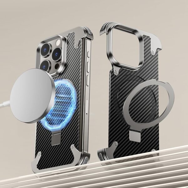 Luxury Premium Oatsbasf Magsafe Magnetic Anti-Collision Carbon Fibre Case Cover for iPhone 15 Pro (Copy) - Image 5