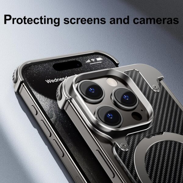 Luxury Premium Oatsbasf Magsafe Magnetic Anti-Collision Carbon Fibre Case Cover for iPhone 15 Pro (Copy) - Image 9