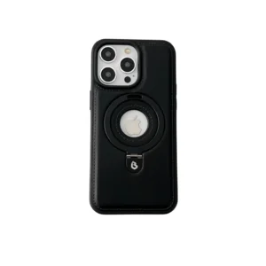 Luxury Premium Faux Leather Invisible Ring Stand Magnetic Phone Case for iPhone Series
