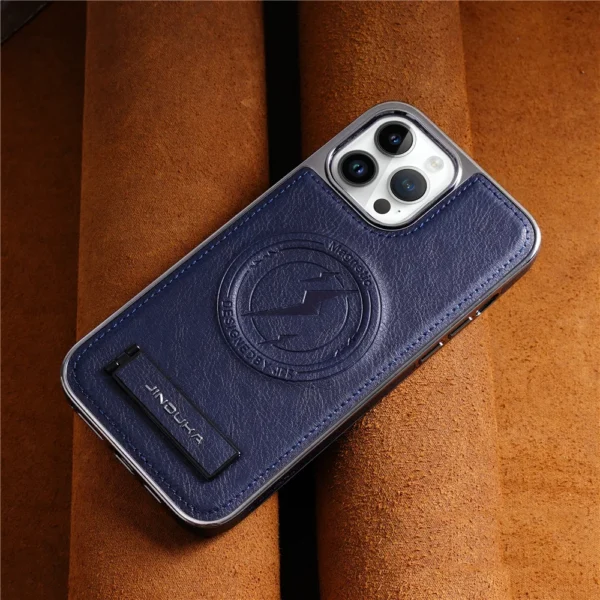 Luxury Premium Leather Invisible Stand Holder  Magsafe Wireless Charging Case Cover For iPhone 15 Pro/15 Pro Max - Image 15