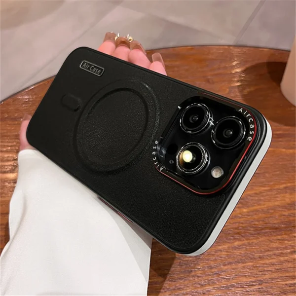 Luxury Premium Business Leather Magnetic Magsafe Wireless Charging Shockproof Case Cover For iPhone 15 Pro Max - Image 13