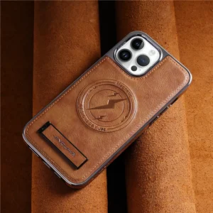 Luxury Premium Leather Invisible Stand Holder  Magsafe Wireless Charging Case Cover For iPhone 11 Pro Max/12 Pro Max