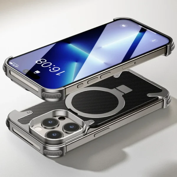 Luxury Premium Oatsbasf Magsafe Magnetic Anti-Collision Carbon Fibre Case Cover for iPhone 15 Pro (Copy) - Image 15