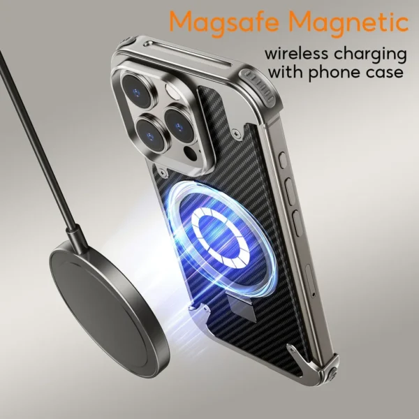Luxury Premium Oatsbasf Magsafe Magnetic Anti-Collision Carbon Fibre Case Cover for iPhone 15 Pro (Copy) - Image 12