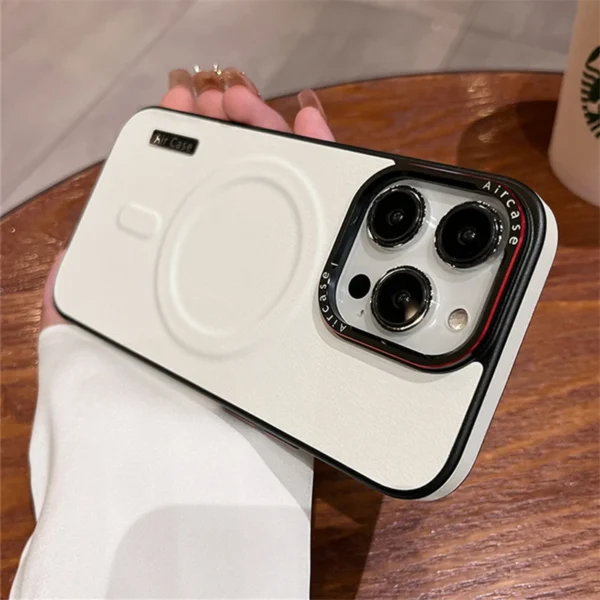 Luxury Premium Business Leather Magnetic Magsafe Wireless Charging Shockproof Case Cover For iPhone 15 Pro Max - Image 2