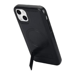 Luxury Premium Leather Invisible Stand Holder  Magsafe Wireless Charging Case Cover For iPhone 14 Plus/15 Plus