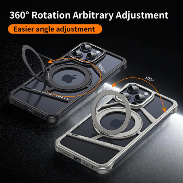 Luxury Premium 2024 New Magnetic Aluminum Alloy Swivel Stand Case Cover For iPhone Series - Image 22