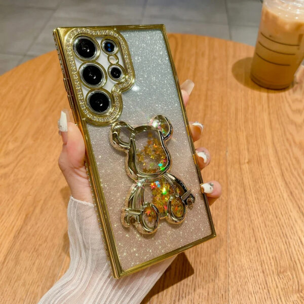 Luxury Premium Eletroplated Glitter Quicksand Cartoon Bear Case for Samsung Galaxy S23 Ultra/S24 Ultra - Image 18