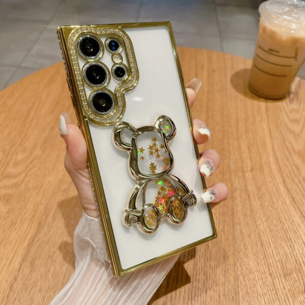 Luxury Premium Eletroplated Glitter Quicksand Cartoon Bear Case for Samsung Galaxy S21 Ultra/S22 Ultra - Image 25