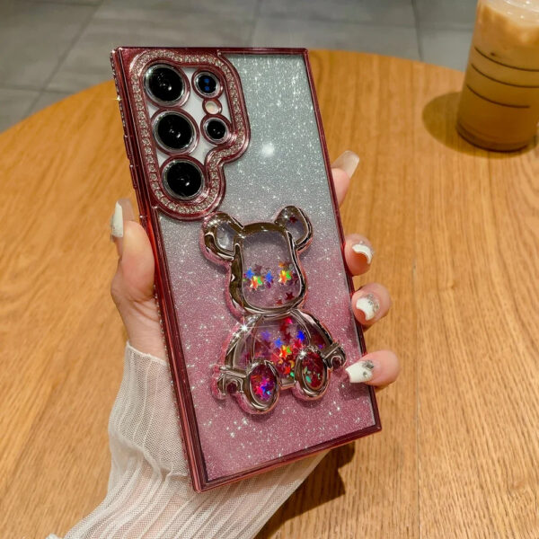 Luxury Premium Eletroplated Glitter Quicksand Cartoon Bear Case for Samsung Galaxy S21 Ultra/S22 Ultra - Image 19