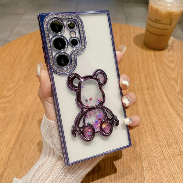 Luxury Premium Eletroplated Glitter Quicksand Cartoon Bear Case for Samsung Galaxy S21 Ultra/S22 Ultra - Image 22