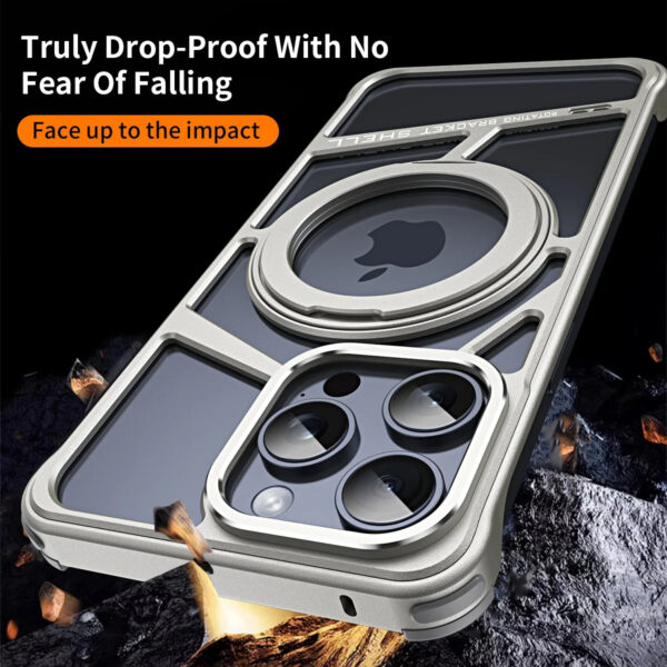 Luxury Premium 2024 New Magnetic Aluminum Alloy Swivel Stand Case Cover For iPhone Series - Image 23