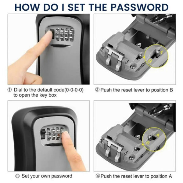 Key Safe Box 4 Digit Code Lock-Storage Key Box Outdoor Wall Mounted Security Password Key Box - Image 16