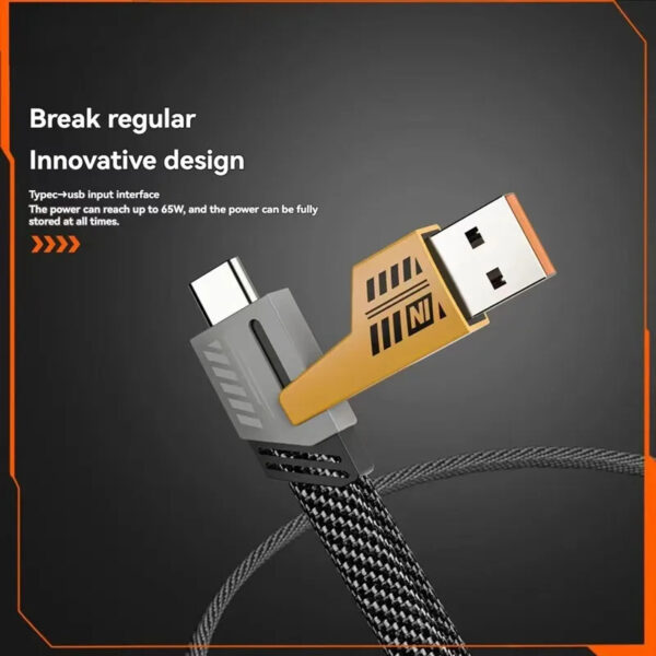 Luxury Premium 4 in 1 65W Fast Charging Lightning Nylon Braided USB Type C Cable - Image 4