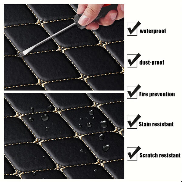 Luxury Premium Universal PU Leather Waterproof Floor Mat Set Auto Foot Pad Protector Carpet Front and Rear Mats - Image 7