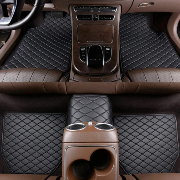 Luxury Premium Universal PU Leather Waterproof Floor Mat Set Auto Foot Pad Protector Carpet Front and Rear Mats - Image 18