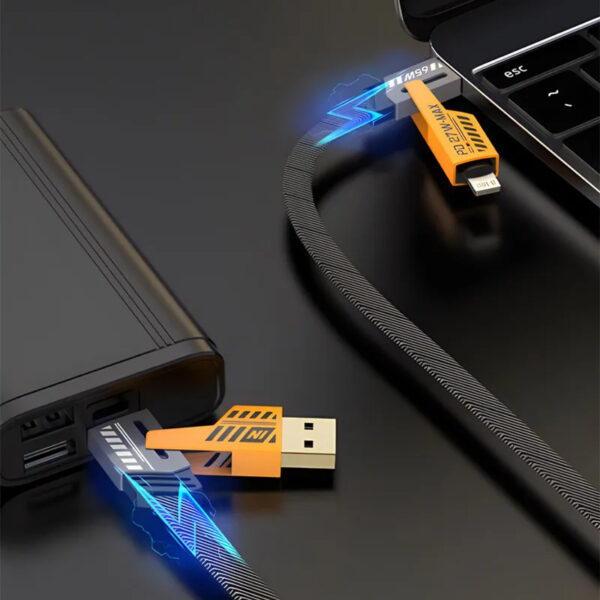 Luxury Premium 4 in 1 65W Fast Charging Lightning Nylon Braided USB Type C Cable - Image 16