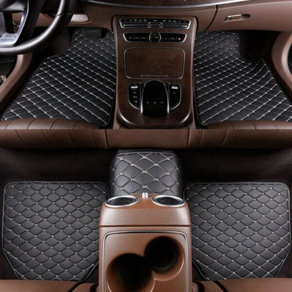 Luxury Premium Universal PU Leather Waterproof Floor Mat Set Auto Foot Pad Protector Carpet Front and Rear Mats - Image 17