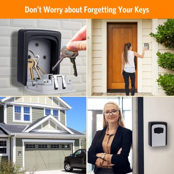 Key Safe Box 4 Digit Code Lock-Storage Key Box Outdoor Wall Mounted Security Password Key Box - Image 11