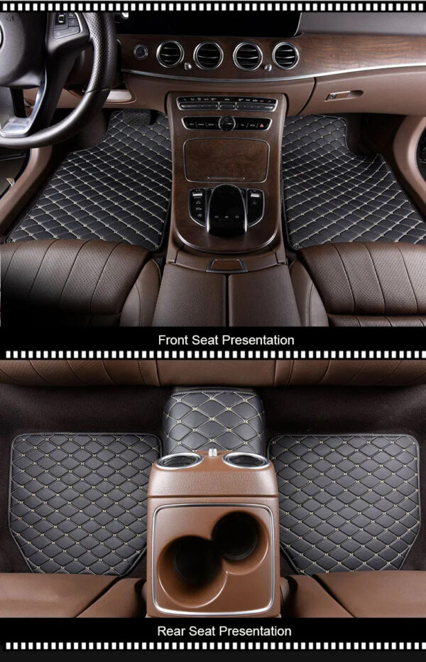 Luxury Premium Universal PU Leather Waterproof Floor Mat Set Auto Foot Pad Protector Carpet Front and Rear Mats - Image 6