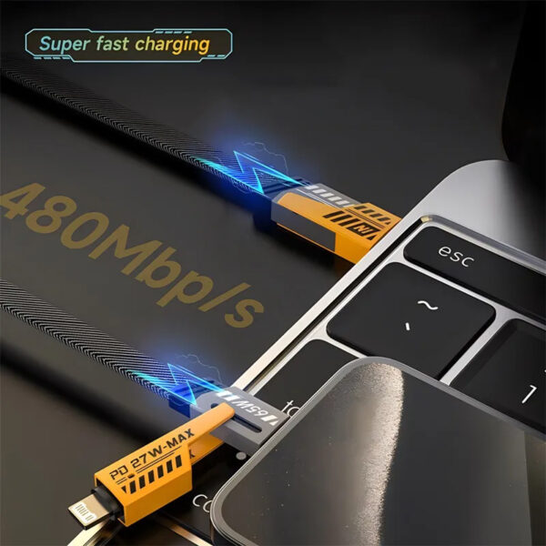 Luxury Premium 4 in 1 65W Fast Charging Lightning Nylon Braided USB Type C Cable - Image 8