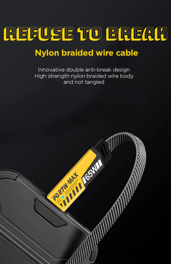 Luxury Premium 4 in 1 65W Fast Charging Lightning Nylon Braided USB Type C Cable - Image 21