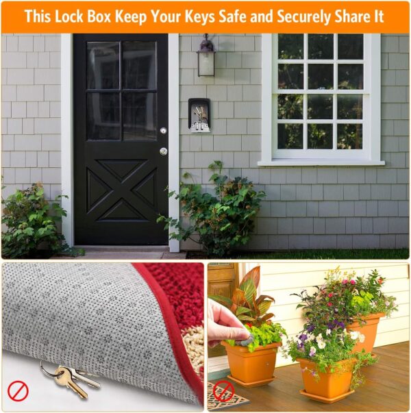 Key Safe Box 4 Digit Code Lock-Storage Key Box Outdoor Wall Mounted Security Password Key Box - Image 10