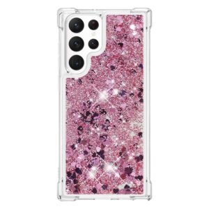 Luxury Premium Cute Flowing Glitter Sparkle Dynamic Quicksand Case Cover For Samsung Galaxy S24 Ultra - Pink