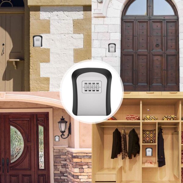 Key Safe Box 4 Digit Code Lock-Storage Key Box Outdoor Wall Mounted Security Password Key Box - Image 7