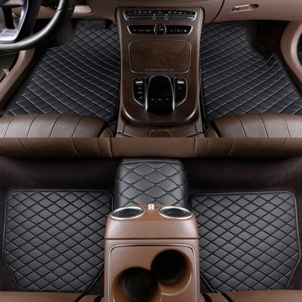 Luxury Premium Universal PU Leather Waterproof Floor Mat Set Auto Foot Pad Protector Carpet Front and Rear Mats - Image 24