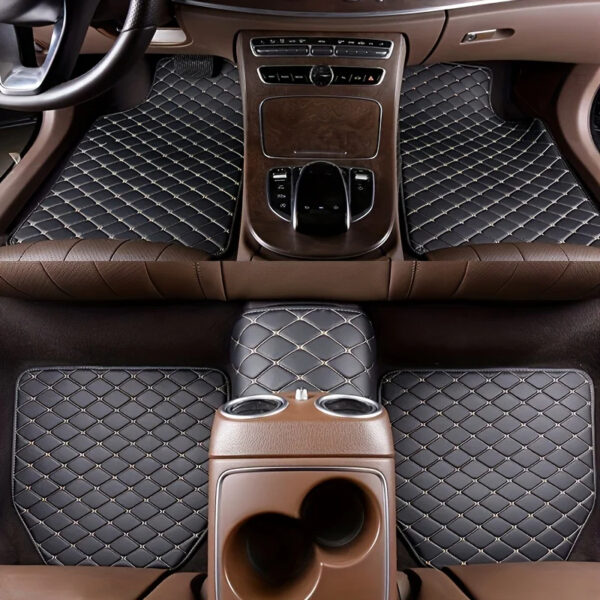 Luxury Premium Universal PU Leather Waterproof Floor Mat Set Auto Foot Pad Protector Carpet Front and Rear Mats - Image 11