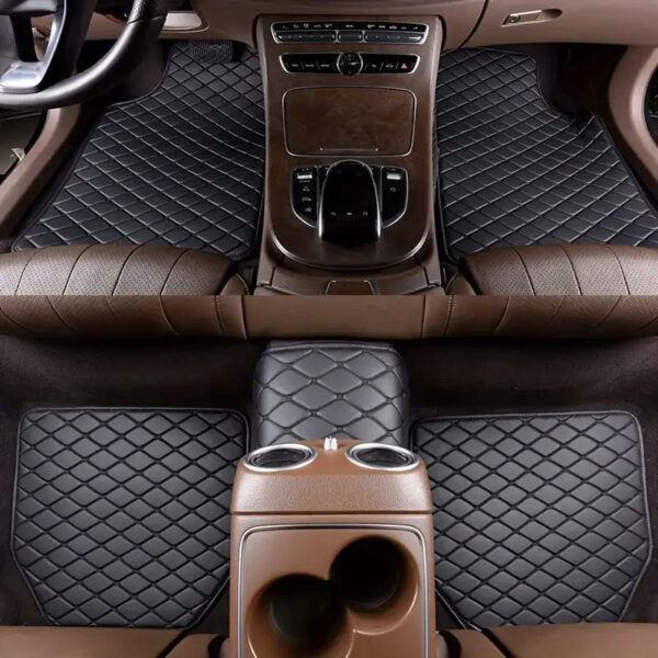 Luxury Premium Universal PU Leather Waterproof Floor Mat Set Auto Foot Pad Protector Carpet Front and Rear Mats - Image 2