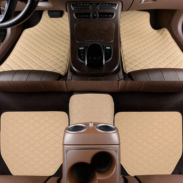 Luxury Premium Universal PU Leather Waterproof Floor Mat Set Auto Foot Pad Protector Carpet Front and Rear Mats - Image 19