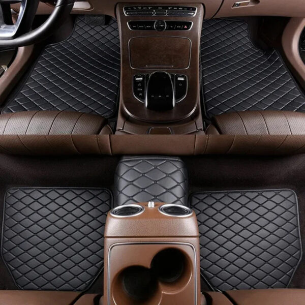 Luxury Premium Universal PU Leather Waterproof Floor Mat Set Auto Foot Pad Protector Carpet Front and Rear Mats