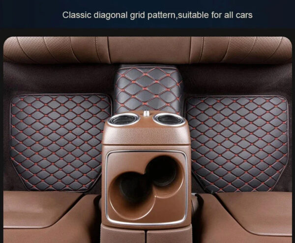 Luxury Premium Universal PU Leather Waterproof Floor Mat Set Auto Foot Pad Protector Carpet Front and Rear Mats - Image 21