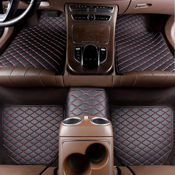 Luxury Premium Universal PU Leather Waterproof Floor Mat Set Auto Foot Pad Protector Carpet Front and Rear Mats - Image 4